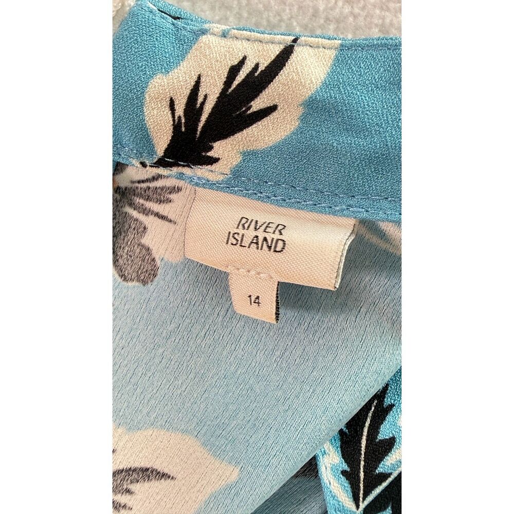 River Island | Ice Blue High Neck Dress | Black and White Floral | Sz 10 - Picture 7 of 7